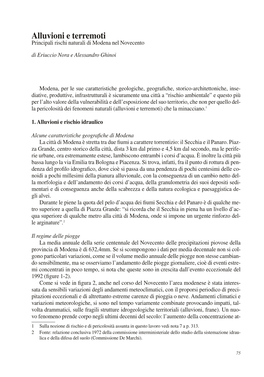 Alluvioni E Terremoti Principali Rischi Naturali Di Modena Nel Novecento Di Eriuccio Nora E Alessandro Ghinoi