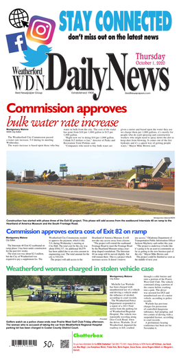 Commission Approves Bulk Water Rate Increase Montgomery Malone Water in Bulk from the City