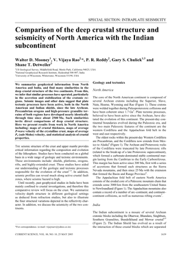 Comparison of the Deep Crustal Structure and Seismicity of North America with the Indian Subcontinent