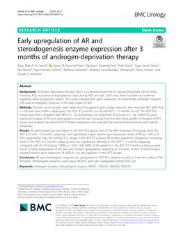 Early Upregulation of AR and Steroidogenesis Enzyme Expression After 3 Months of Androgen-Deprivation Therapy Agus Rizal A