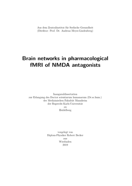 Brain Networks in Pharmacological Fmri of NMDA Antagonists