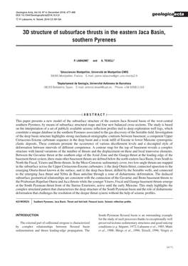 3D Structure of Subsurface Thrusts in the Eastern Jaca Basin, Southern Pyrenees