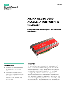 Xilinx Alveo U250 Accelerator for Hpe (R4b03c)