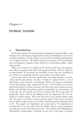 Chapter 8 PUBLIC GOODS