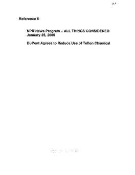 ALL THINGS CONSIDERED January 25, 2006 Dupont Agrees to Reduce