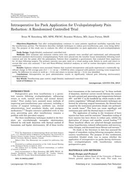 Intraoperative Ice Pack Application for Uvulopalatoplasty Pain Reduction: a Randomized Controlled Trial