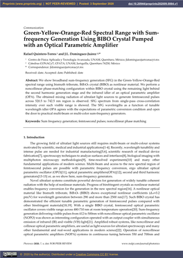 Frequency Generation Using BIBO Crystal Pumped with an Optical Parametric Amplifier