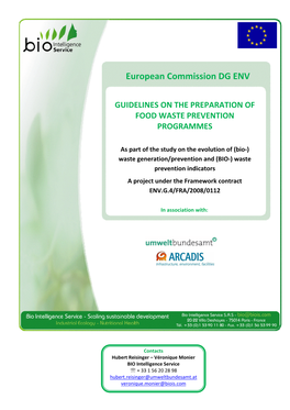 Guidelines on the Preparation of Food Waste Prevention Programmes