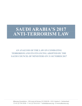 Saudi Arabia's 2017 Anti-Terrorism