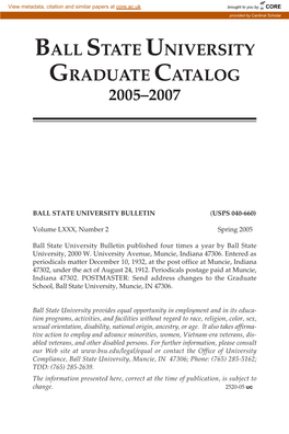 Ball State University Graduate Catalog 2005–2007