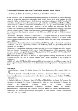 Evaluation of Diagnostic Accuracy of Celiac Disease Screening Tests in Children