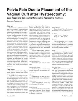 Pelvic Pain Due to Placement of the Vaginal Cuff After Hysterectomy: Case Report and Osteopathic Manipulative Approach to Treatment George J