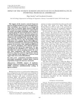 Impact of the Invasive Seaweed Sargassum Muticum (Phaeophyta) on an Intertidal Macroalgal Assemblage1