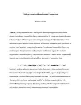 The Representational Foundations of Computation