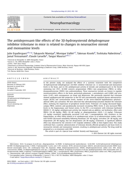 Hydroxysteroid Dehydrogenase Inhibitor Trilostane in Mice Is Related to Changes in Neuroactive Steroid and Monoamine Levels