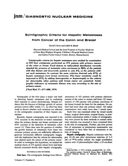 Jiim/DIAGNDSTIC NUCLEAR MEDICINE Scintigraphic Criteria For