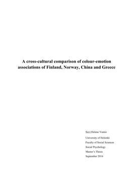A Cross-Cultural Comparison of Colour-Emotion Associations of Finland, Norway, China and Greece