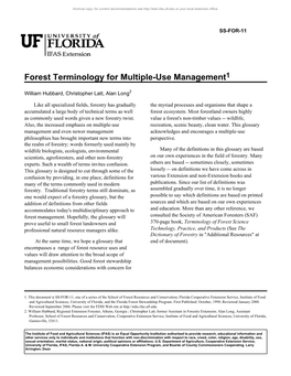 Forest Terminology for Multiple-Use Management1