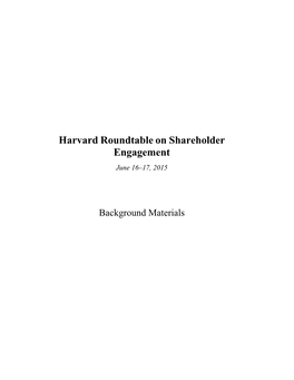 Harvard Roundtable on Shareholder Engagement