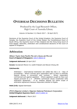 Overseas Decisions Bulletin