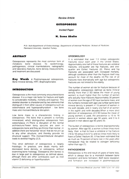 OSTEOPOROSIS N. Sema Akalm ABSTRACT INTRODUCTION