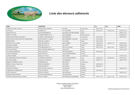 Liste Des Éleveurs Adhérents