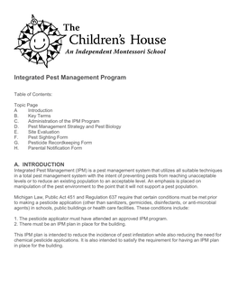 Integrated Pest Management Program