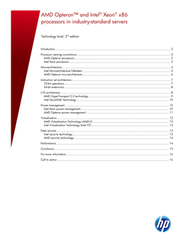 AMD Opteron™ and Intel® Xeon® X86 Processors in Industry-Standard Servers