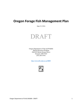 Oregon Forage Fish Management Plan