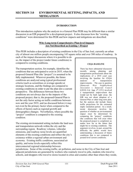 Section 3.0 Environmental Setting, Impacts, and Mitigation