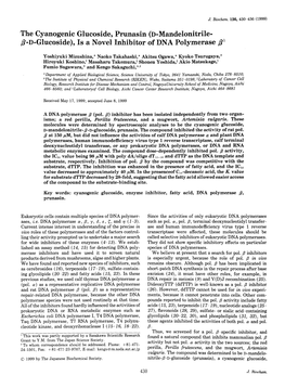 The Cyanogenic Glucoside, Prunasin (D-Mandelonitrile -Ƒà-D-Glucoside), Is a Novel Inhibitor of DNA Polymerase Ƒà1