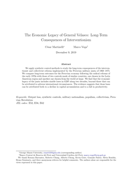 The Economic Legacy of General Velasco: Long-Term Consequences of Interventionism