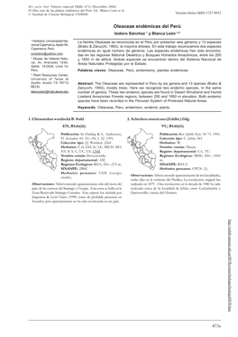 OLEACEAE ENDÉMICAS DEL PERÚ © Facultad De Ciencias Biológicas UNMSM Versión Online ISSN 1727-9933