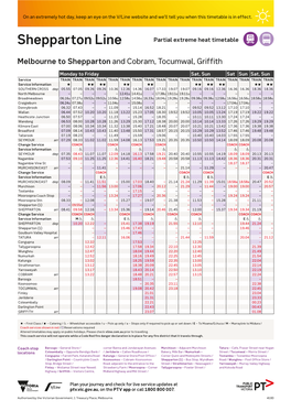 Shepparton Line Partial Extreme Heat Timetable AD