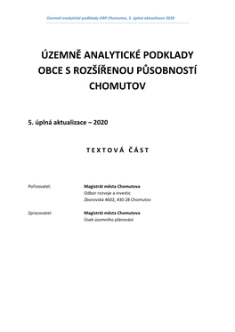 Územně Analytické Podklady Obce S Rozšířenou Působností Chomutov