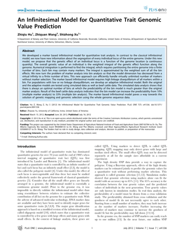 An Infinitesimal Model for Quantitative Trait Genomic Value Prediction