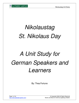 Nikolaustag St. Nikolaus Day a Unit Study for German Speakers And