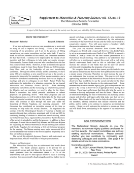 Supplement to Meteoritics & Planetary Science, Vol. 43, No. 10