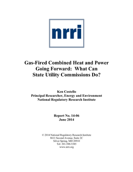 Gas-Fired Combined Heat and Power Going Forward: What Can State Utility Commissions Do?