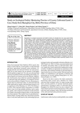 Study on Ecological Safety Monitoring Practice of County Cultivated Land: a Case Study from Huanghua City, Hebei Province of China