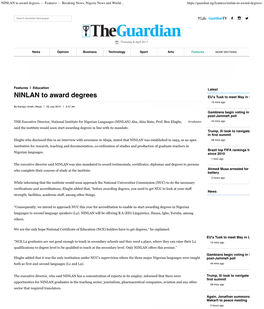 NINLAN to Award Degrees — Features — Breaking News, Nigeria News and World