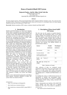 Demo of Sanskrit-Hindi SMT System