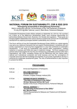 National Forum on Sustainability, Csr & Sdg 2019