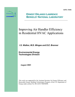 Improving Air Handler Efficiency in Residential HVAC Applications