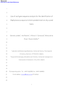 Use of Reca Gene Sequence Analysis for the Identification Of