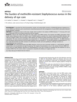 The Burden of Methicillin-Resistant Staphylococcus Aureus in the Delivery of Eye Care ✉ D