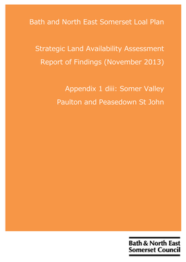 Bath and North East Somerset Loal Plan Strategic Land Availability