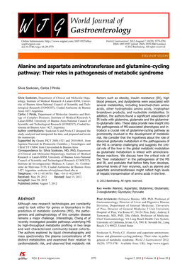 Alanine and Aspartate Aminotransferase and Glutamine-Cycling Pathway: Their Roles in Pathogenesis of Metabolic Syndrome
