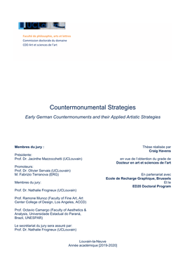 Countermonumental Strategies Early German Countermonuments and Their Applied Artistic Strategies