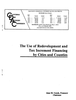 Redevelopment and Tax Increment Financing •- B Cities and Counties